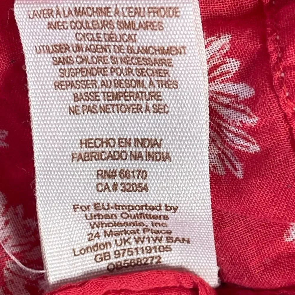 Free People Never‎ A Dull Moment Red Daisy Print Boho Top  SEE DESCRIPTION Sz S